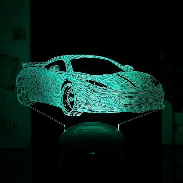 3D Optisk Illusion Bil Nattlampa, 3D Billampa 16 Färgvariationer, Smart Touch-knapp USB och Batteridrift, Fantastisk Kreativ Konstruerad Design