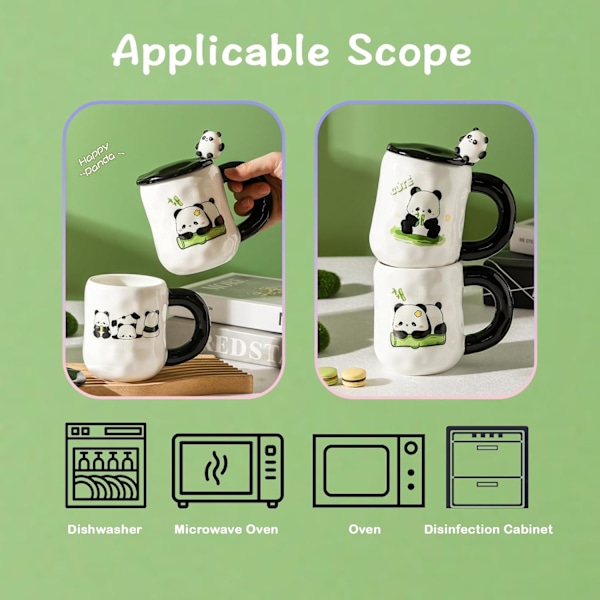 Novelty Panda Kaffeemug Gaveæske, Hvid Keramisk Kaffe Kop med Sød Panda Ske og Støvkop Låg, Sikker-Siddende Panda