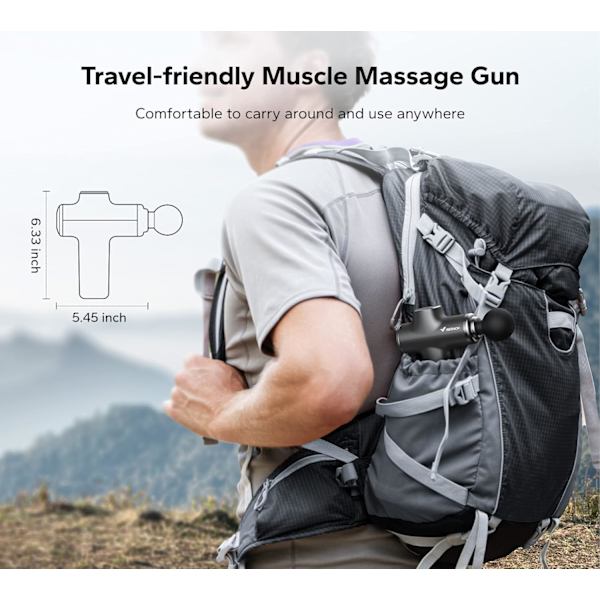 Mini massagepistol, uppgradera kraftfull djupvävnadspistol för muskler, 8 tillbehör och bärväska ingår, 9Dmini