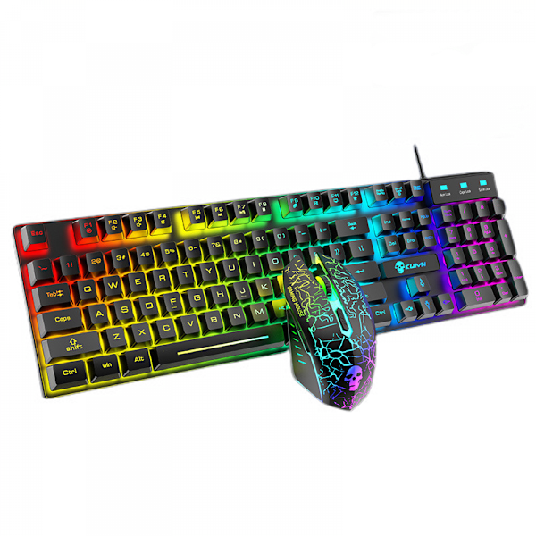 T6RGB Uppgraderad Trådlös Tangentbord Mus Combo, Regnbågsbakgrundsbelyst 2.4G Laddningsbar Mekanisk Responsiv SpelTangentbord + 2400DPI 6 Knappars Optisk