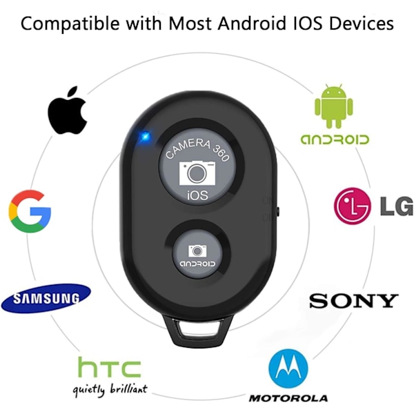 Trådløs fjernbetjening til mobiltelefoner og tablets (3-pak), AOQIYUE Bluetooth-fjernbetjening til iPhone/Android-kamerakontrol 3-black