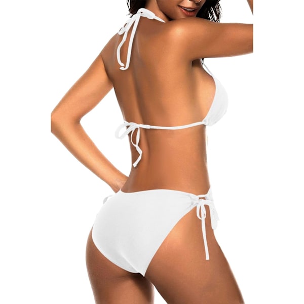 WJSM Dam Triangle Bikini Set Halter Tvådelad Sexig Baddräkt String Tie Sida Baddräkt White XL