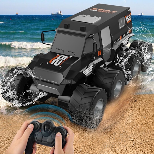 Amfibinen kauko-ohjattava auto 2 akulla, 8WD maastoajoneuvo vedenpitävä RC-autot, 1:12 RC-autot 8-12-vuotiaille pojille, 2,4 GHz:n kaikkiin maastoihin sopivat RC-driftaukset