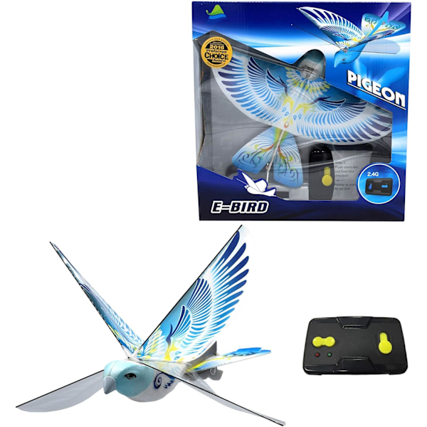 eBird Blå Duva - Flygande RC-Fågel Leksak för Barn. Inomhus/Utomhus Fjärrstyrd Bionisk Fladdrande Vingar Fågel Helikopter. USB Laddning