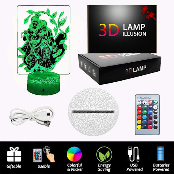 3D Illusion Natlys Lord Hanuman Statue Bedste Gaveidé Diwali til Venner & Familie - Cool Hjem Kontor Soveværelse Dekoration med Berøringsføler 16 Farver