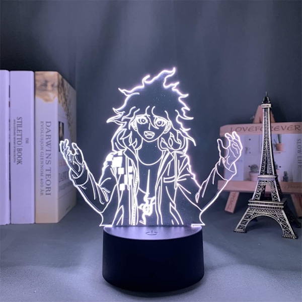 Akryl 3D Illusion Lampe Anime Nagito Komaeda 7/16 Farveskiftende Fjernbetjening Led Natlampe Lampe til Soveværelsesdekoration Børns Fødselsdagsgave