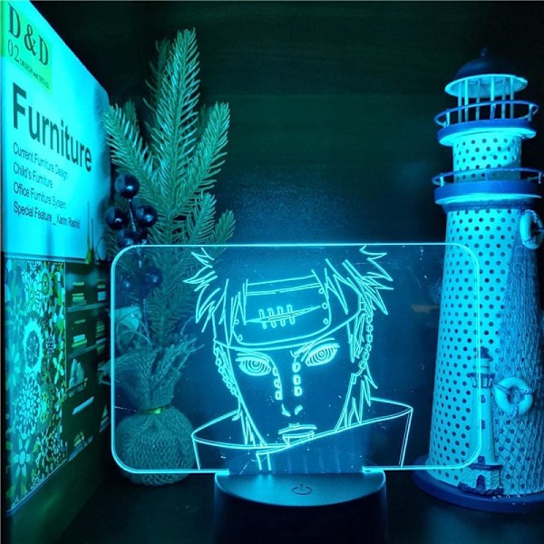 Japansk Anime Figur Itachi Uchiha Kakashi Jiraiya Lampor 3D Optisk Illusion Nattlampa Lampa Present för LED Jul Födelsedag Sovrum Dekorationspresenter