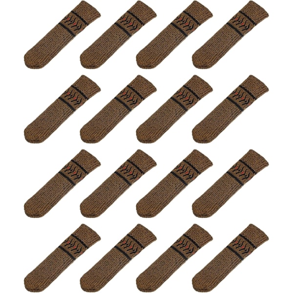 16 st Stolsbensstrumpor Golvskydd, Stickade Möbelstrumpor, Bordsbensskydd för Hårda Golv (Mörkbrun) Dark Brown