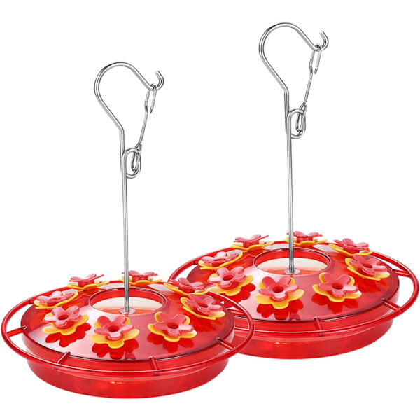 2 st Kolibrimatare, läckagesäker kolibrimatare med myra- och bisäker och 8 matningsportar, enkel att fylla och rengöra, 12 oz plastkolibri 2