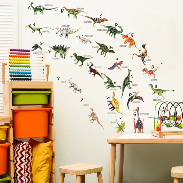 Dinosaurie väggdekaler för barnrum, avtagbara Dino dekorationsdekaler för pojkar Barn Flickor Barnrum sovrum