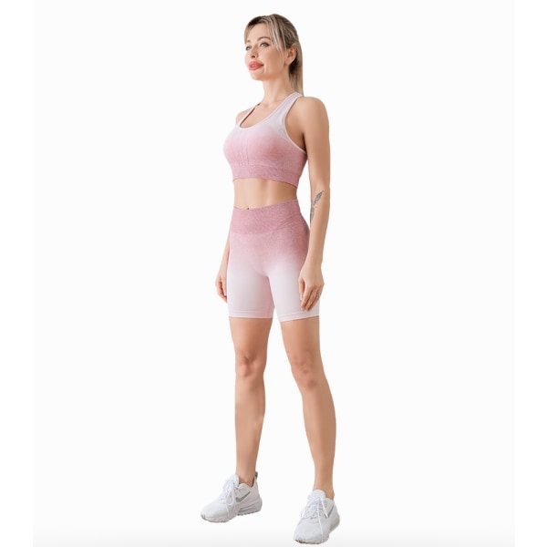 Familjesexig träningsoutfit för kvinnor ,Sommar Casual Gym Workout Löpning träningsoverall Outfits Sportkläder Yogakläder-Rosa(S)