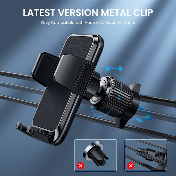 Puhelimen pidike auton tuuletusaukkoon [Päivitetty pidike] Matkapuhelimen pidike Auto Hands Free Cradle Ajoneuvossa Auton puhelimen pidiketeline sopii älypuhelimeen Black