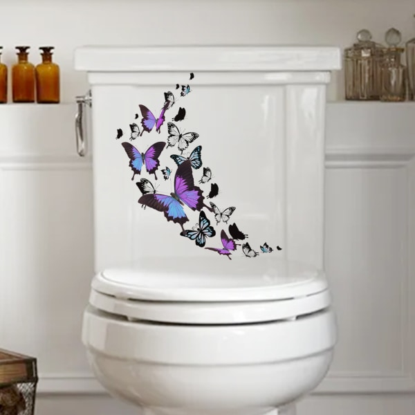 Fjärilsblomma Väggdekaler Heminredning Tapet Väggdekaler För Toalett Dekorativ Klistermärke Heminredning