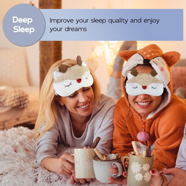 Jul Ren Sovmask Söt Horn Ögonmasker Sovande Mjuk Plysch Tecknad Ögonbindel Rolig Djur Ögonskydd Julklappar (Jul