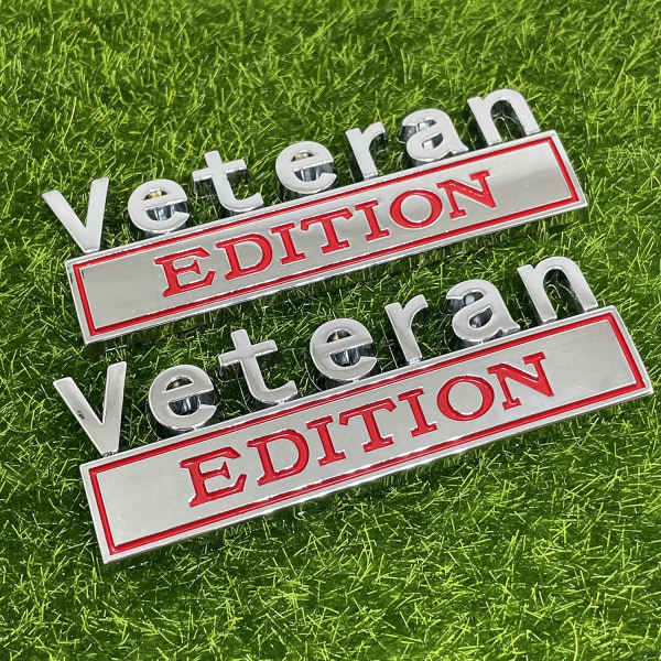 2Pack Veteran Edition Car Decal Emblem 3D Letters Badge Exterior Car Truck Stickers, Funny Letters Decals Fit for Vehicle, Truck, SUV, Door Decorati