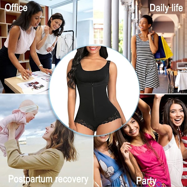 Shapewear för kvinnor Tummy Control Fajas Colombianas Body Shaper Zipper Open Bust Bodysuit Black XL
