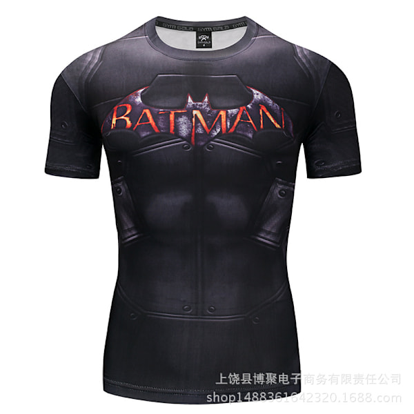 Digital Print Superman Kortærmet Captain America Sports Tætsiddende Tøj Hurtigtørrende Fitness Stretch T-shirt D012 M