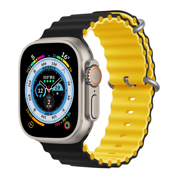 Apple Ocean Watch-rem til applewatch8/7/se/ultra sports to-farvet silikone iwatch-rem (38/40/41mm)