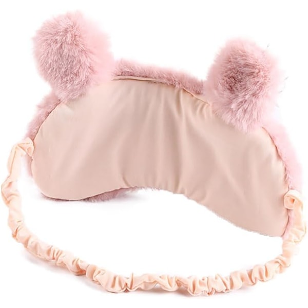 Mjuk Ögonmask för Sömn Söt Tecknad Katt Kanin Djur Pälsig Sovmask Halvt Ansikte Sovmask Ögonbindel Ögonskugga Ögonskydd för Tra