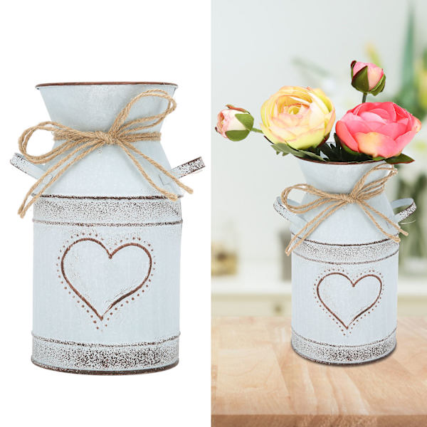 Vase Unik Hjerteformet og Reb Design Galvaniseret Jern Vase til Indendørs Udendørs Hjemmekontor