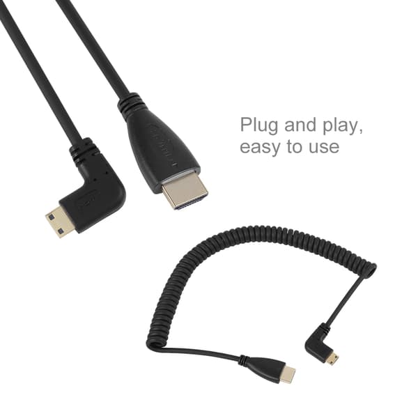 Rettvinklet HDMI til Mini HDMI HD Micro HDMI til HDMI-omformer forlengelseskabel 1080P