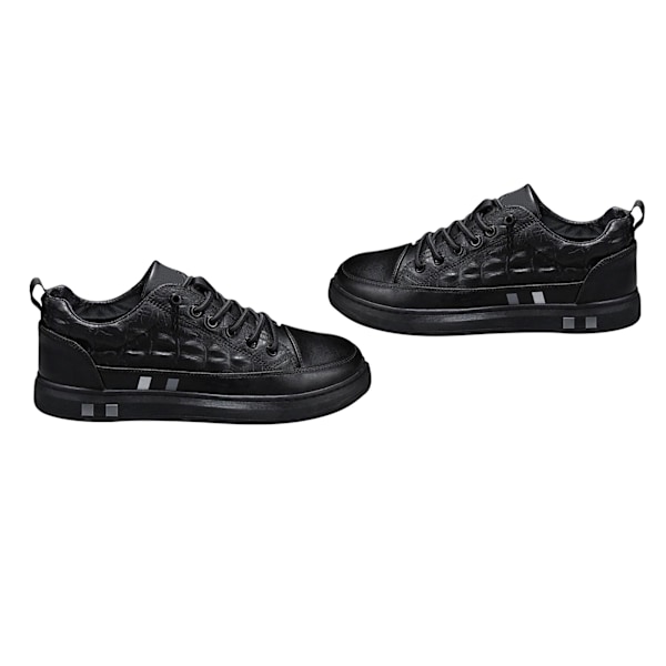 Herr Casual Skor Mode Mångsidig Andningsbar Halkfri Herr Snörning Sneaker för Daglig Promenad Arbete Resa Vit 41 Black 41