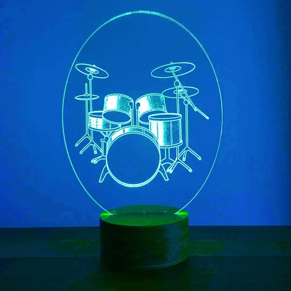 3D Tromme nattlys bordsklampe optisk illusjon lamper 7 fargeendrende lys LED bordlampe Jul Hjem Kjærlighet Bursdag Barn Barn Dekor Leke Gave