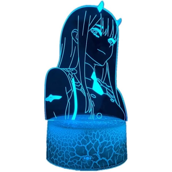 3D Nattlys Zero Two 002 Anime Lampe Led Illusions Nattlys Barn Jenter Soverom Dekor Julegaver Darling in The FRANXX