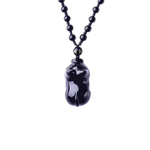 Obsidian Halsband Natursten Amulett Wellness and Wealth Ädelstenshänge för män eller kvinnor
