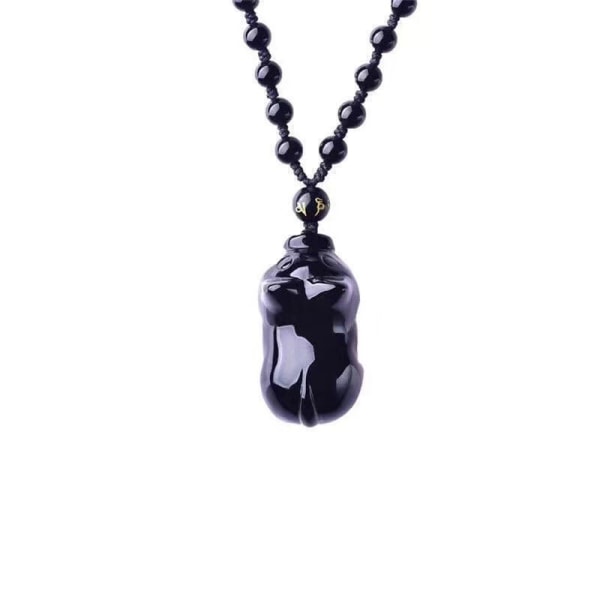 Obsidian-kaulakoru, luonnonkivinen amuletti, hyvinvoinnin ja vaurauden jalokivikoru miehille ja naisille