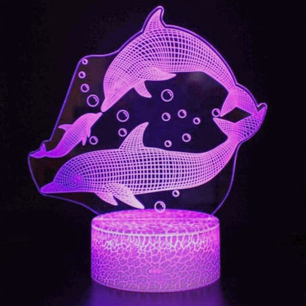 3D Delfin Fjärrkontroll 16 Färger Nattlampa Illusion Akryl LED Bord Sänglampa Barn Sovrum Skrivbords Dekoration Födelsedag Julgåva Leksak