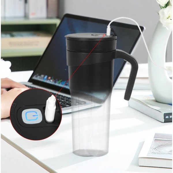 Bærbar Blenderkopp Personlig Størrelse Juicer Ledningsfri Vanntett 470ml/16oz 6 Blader Egnet for Juice Smoothies Shakes LB40 Black