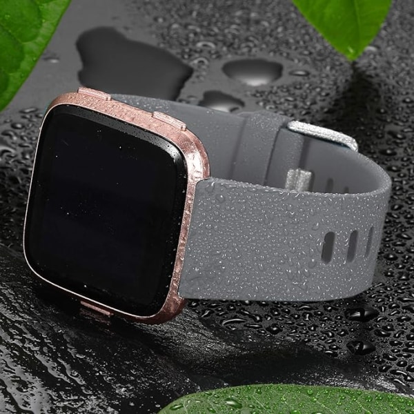 Smartklokkestroppen er kompatibel med Fitbit versa Smartwatch, versa 2 og versa Lite se-klokker for kvinner og menn（Grå-L）