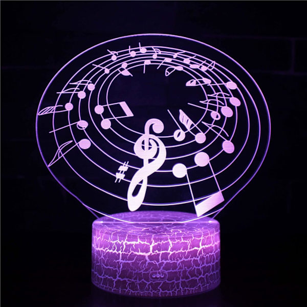 3D Optisk Lamm Illusion Nattlampa Polyfoniska Noter 3D Bordlampa Barn Barnfödelsedagspresent Kreativ Ljuspresent Stereo Vision Färgrik Nattlampa