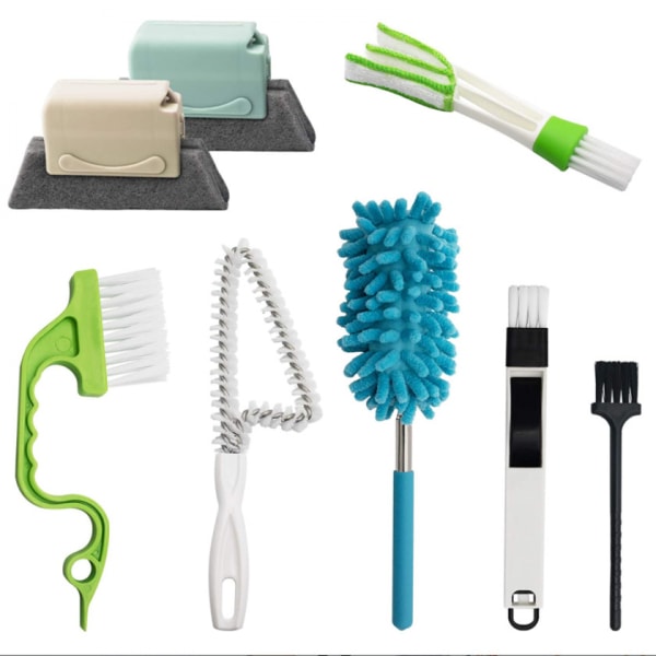 8 ST Handhållna verktyg för rengöring av spårspalt inklusive skurborste för kakelfog, rengöringsborste för fönsterspår, rengöringsborste för injekteringsbruk