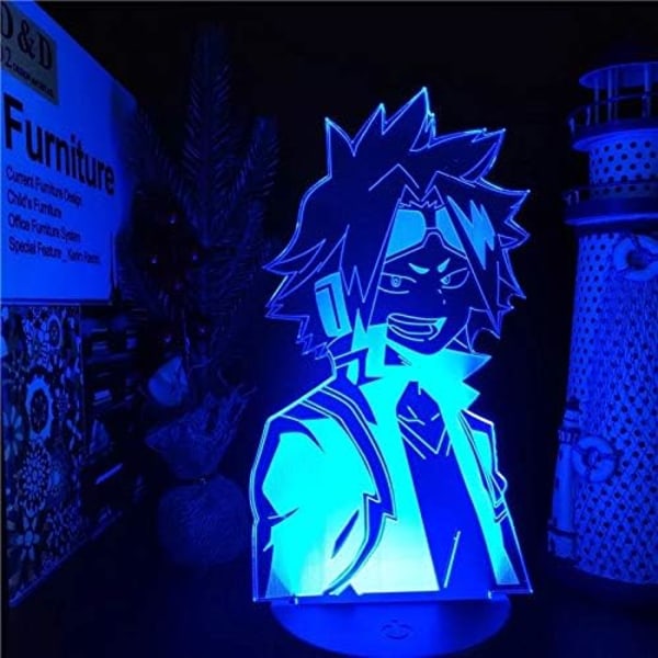 Anime LED Lampe Natlampe Illusion Lys Boku no Hero Academia Denki KAMINARI Lampe 3D til Børneværelses Dekoration Belysning Børne Julegave Natbord