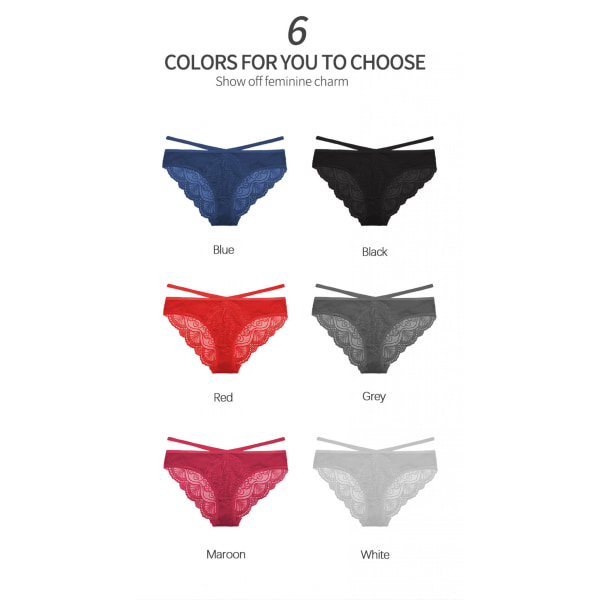 AVEKI Damunderkläder Bomull T-string 3-pack Genomskinliga G-strings Sexiga Spets Andningsbara Bikini Trosor Tonåringar Underkläder, Grå, M