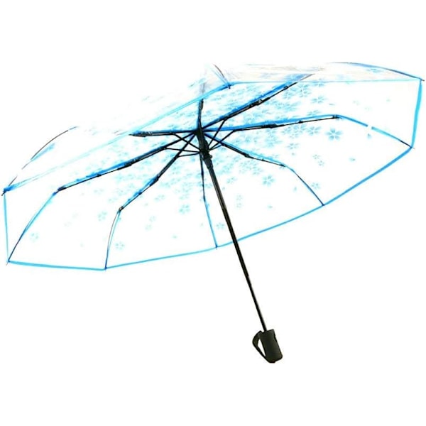 Kirsebærblomster Transparent Foldbar Rejse Paraply Blue(auto)