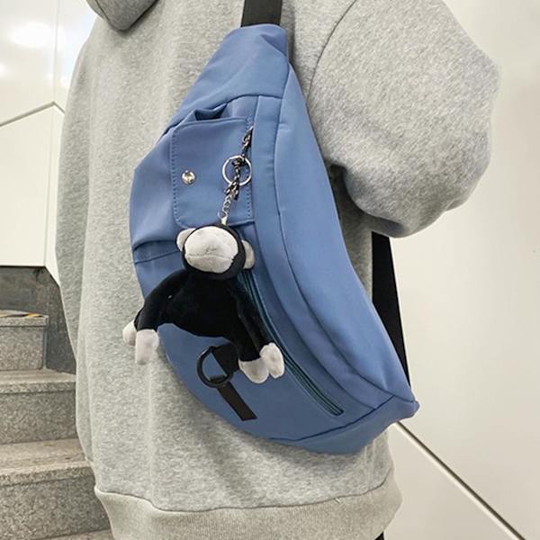 Herr Slungväska Fashionable Casual Nylon Herr Axelväska med Gorilla Hänge för Fest Arbete Resor Utomhus Dagligen  Fri Storlek Blue
