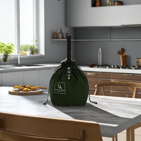 Lunsjpose med snøring, gjenbrukbar liten lunsjpose, lunsjsekk, søt lunsjpose (GRØNN) Green