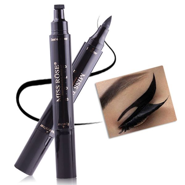 Eyeliner-stämpel - 2 eyeliner-pennor för perfekt vinge, kattögonstämpel, eyeliner, vattentät, kladdfri, långvarig makeup, flytande eyeliner