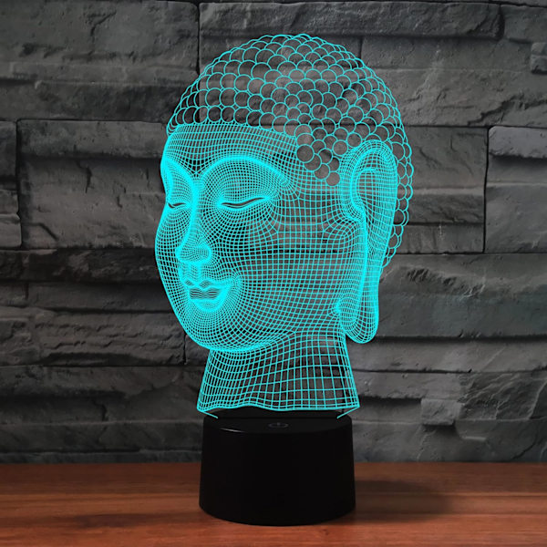 3D Buddha Fjärrkontroll 16 Färger Nattlampor Illusion Akryl LED Bord Sänglampa Barn Sovrum Skrivbords Dekoration Födelsedagspresenter Leksak för Barn