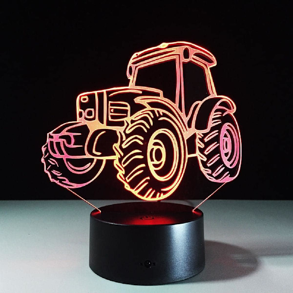 3D Stereoskopisk Effekt Illusions Nattlys 7 Fargeendring LED Skrivebordslampe Berøringsbryter Romdekor Gavetilbehør