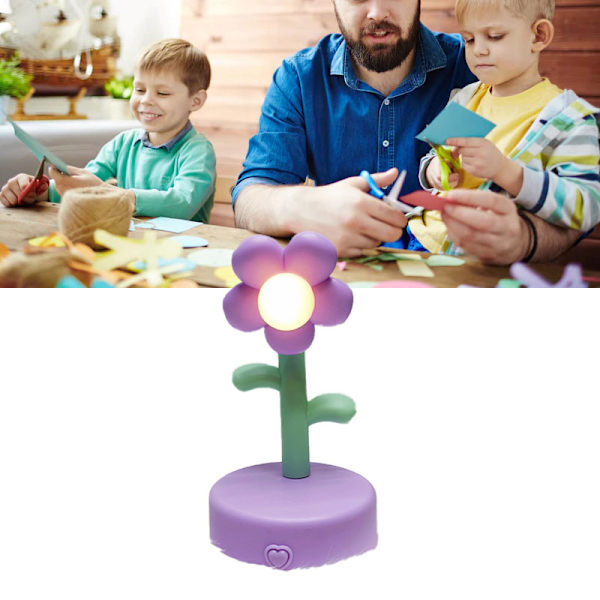 Sød blomst nattelys bærbar bordlampe dekorativ til kontor sovesal indretning Purple