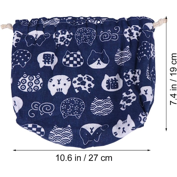 Blå bomulds- og linned frokostpose Blue 27Ã—19cm