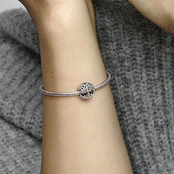 Smycken Genombruten Familjerötter Berlock - Familjeträd Berlock Charm Armband - Perfekt för årsdag, semester eller födelsedagspresent - Sterling Silver