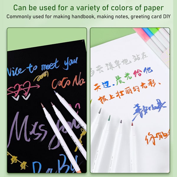 Metallic Maling Penne 12 Farver Blød Pen Tip Multifunktion Maling Marker Penne til Studerende Notering