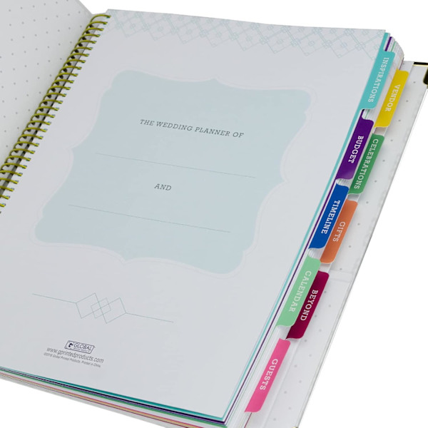 Bryllups-planlegger 9x11 Hardback-organisator, Bokmerke, Planleggingsklistremerker, Visittkortholder og Lommemapper
