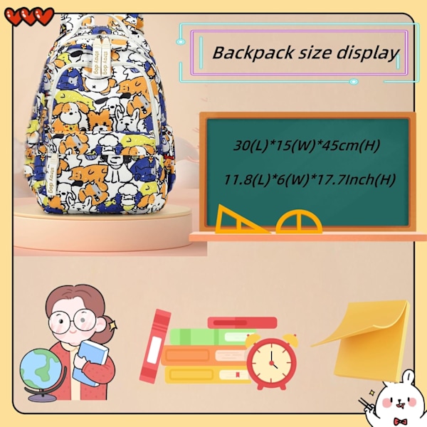 Flickebackpack Hundtryck Ryggsäck för Flickor Pojkar Grundskoleelever Bokväska Skolväska för Studenter