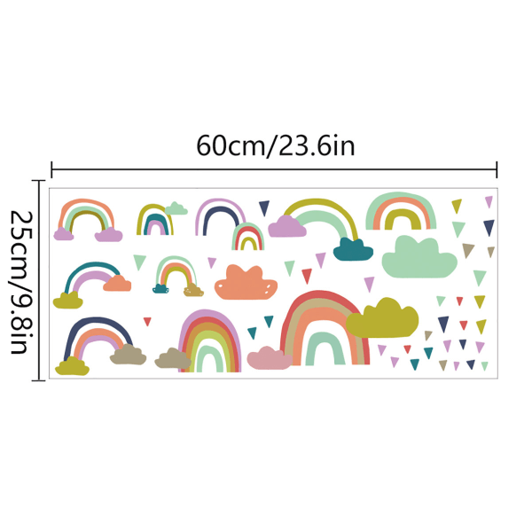 Färgglada regnbågsmoln Väggdekaler Geometri Trianglar Väggdekaler, Barn Barn Baby Hemrum Gör-det-själv-dekorativa väggmålningar